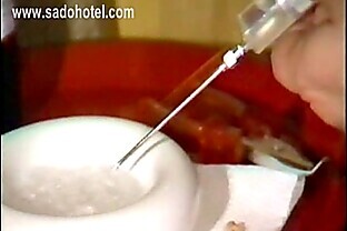 Crying naked slave got played with her nice tits and spanked on her pussy and ass by master